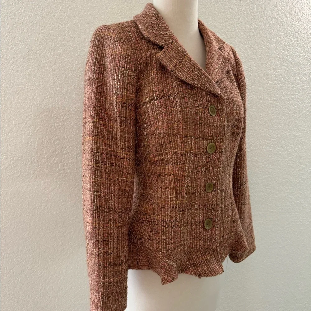 Neiman Marcus VTG 90's Multicolored Tweed Flare Ruffle‎ Blazer Women's Sz. 6